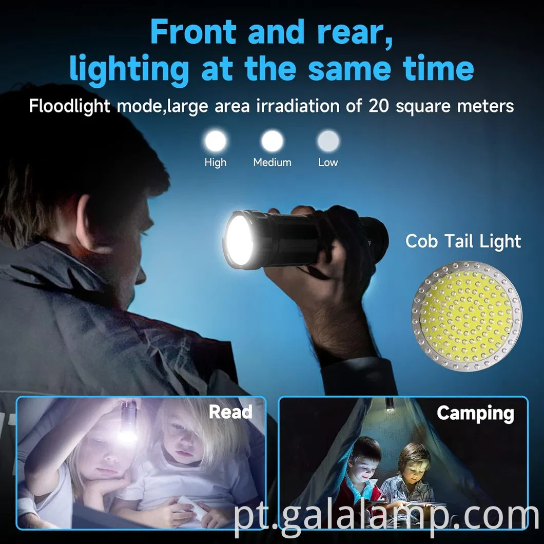 Lanterna LED poderosa com feixe de laser branco para uso ao ar livre